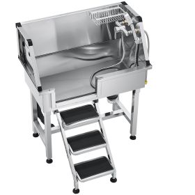 34" Dog Grooming Bath Tub Stainless Steel w Stairs Faucet Left Door 34" Dog Grooming Bath Tub Stainless Steel w Stairs Faucet Left Door