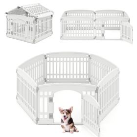 White HDPE Pet Playpen - 6-Panel Design (Hexagonal/Rectangular/House), 18"x18.5" Door, 21.5 lbs Net Weight for Travel/Yard/Living Room White HDPE Pet Playpen - 6-Panel Design (Hexagonal/Rectangular/House), 18"x18.5" Door, 21.5 lbs Net Weight for Travel/Yard/Living Room